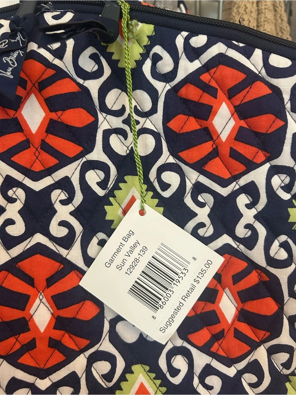 Vera Bradley Navy Blue, Red & Lime Garment Bag